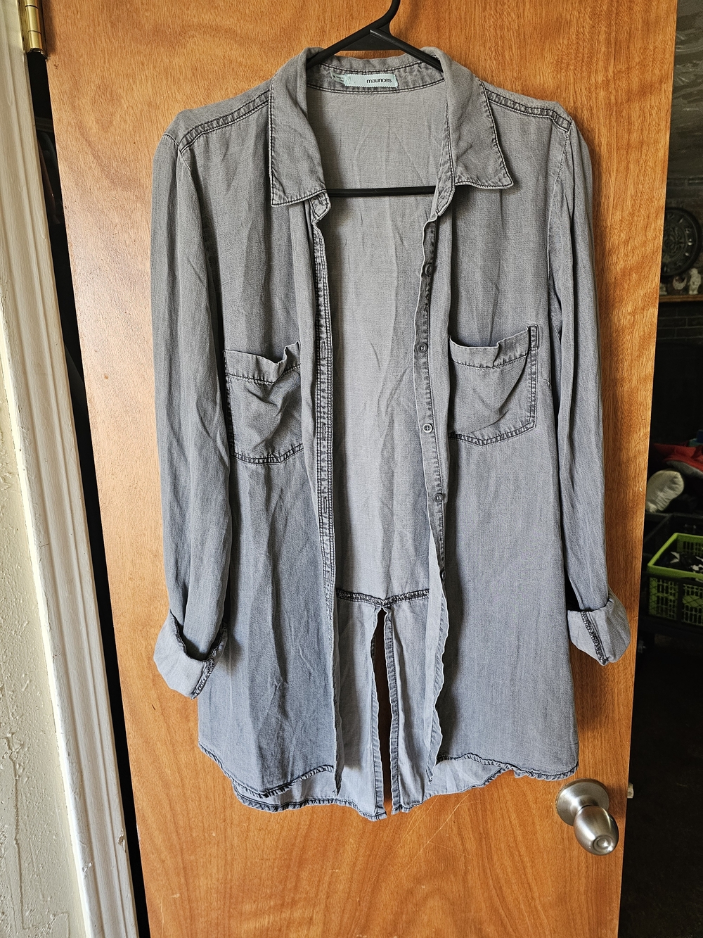 Maurices Gray Washed Button-Front Jean Jacket